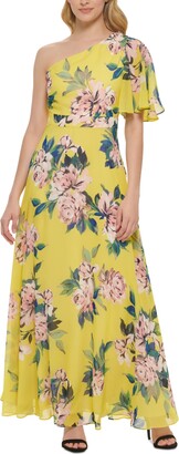 Eliza J Women's Floral-Print One-Shoulder Maxi Dress