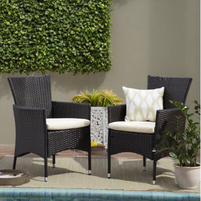 Lark Manor Clementine Outdoor Multibrown PE Wicker Dining Chairs (Set Of 2)