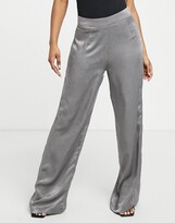 Thumbnail for your product : Outrageous Fortune wide leg pants in charcoal satin