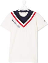 Thumbnail for your product : Moncler Kids TEEN v-striped neckline T-shirt