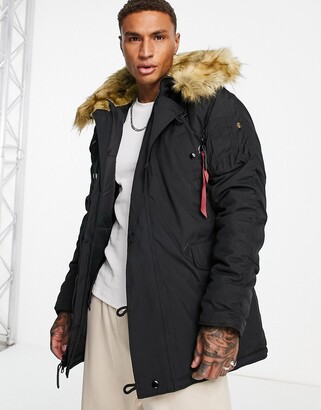 Alpha Industries Explorer detatchable faux fur trim hooded parka coat in  black - ShopStyle Jackets
