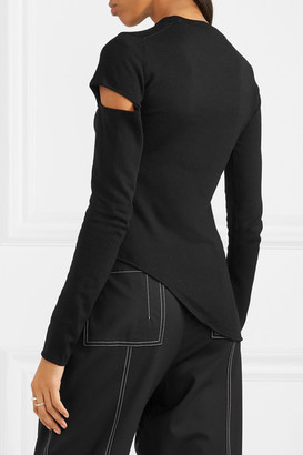 Proenza Schouler Asymmetric Cutout Wool-blend Sweater - Black
