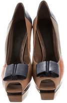 Thumbnail for your product : Marni Leather Peep-Toe Platform Pumps