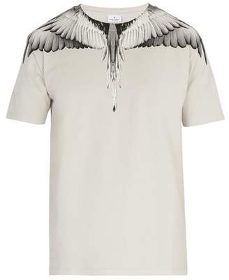 Marcelo Burlon County of Milan Double Wing Print Cotton T Shirt - Mens - Light Grey