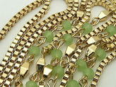 Thumbnail for your product : Nordstrom $16 Box Chain & Green Beads Beaded Station Necklace Goldtone 45" Long