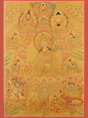 Exotic India Guru Padmasambhava (Rinpoche) Thangka (Brocadeless Thangka) | Pure 24 Carat Gold With Acrylic Paint