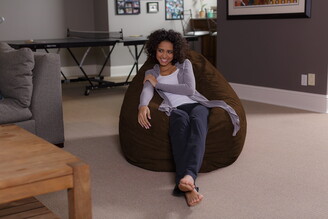 Sofa Sack Bean Bag Pillow, Memory Foam Lounger with Microsuede Cover, Kids, Adults, 5.5 ft, Brown