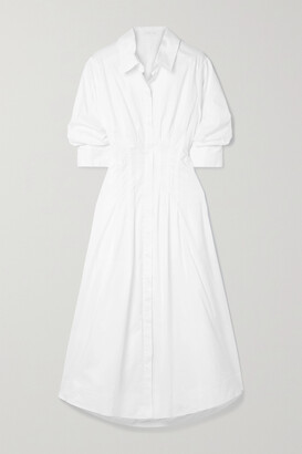 Jonathan Simkhai Jazz Cutout Pintucked Cotton-blend Poplin Midi Shirt Dress - White - x small