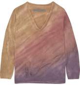 Thumbnail for your product : Raquel Allegra Boyfriends Distressed Tie-Dyed Merino Wool And Cashmere-Blend Sweater