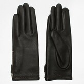 Thumbnail for your product : Agnelle Araxie Brown Leather Zip Detail Gloves