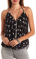 Thumbnail for your product : Charlotte Russe Star Print Chiffon Wrap Halter Top
