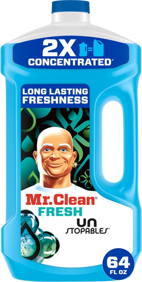 MR. CLEAN 2X Concentrated Multi Surface, All Purpose Cleaner with Unstopables Fresh Scent, 64 fl oz