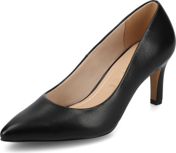 Journee Collection Womens Scylee Stiletto Heel Dress Pumps Cushioned Slip On Pointed Closed Toe Fashion Shoe Black