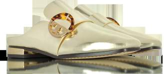 Tory Burch Sidney Spark Gold Metallic Leather Backless Loafers