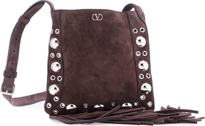 Valentino Garavani Nellcote Shoulder Bag Studded Suede