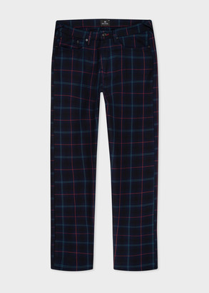 mens navy tartan trousers