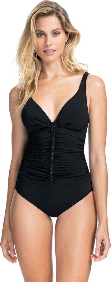 Profile by Gottex Womens Plus-Size Center Detail V-Neck One Piece Swimsuit