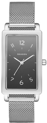 Skagen Women's 'Hagen' Rectangle Mesh Strap Watch, 22Mm X 43Mm