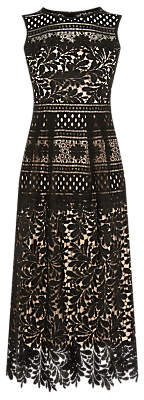 warehouse multi lace midi dress