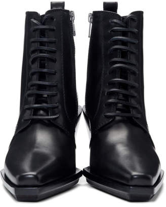 Ann Demeulemeester Black Lace-Up Wedge Boots