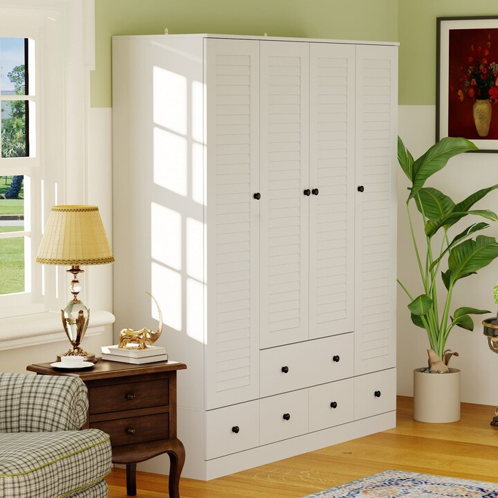 Timechee Wardrobe Armoire Closet 59"W Large Freestanding Wardrobe