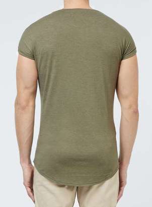 Topman Khaki Viscose Mix Drop Shoulder T-Shirt