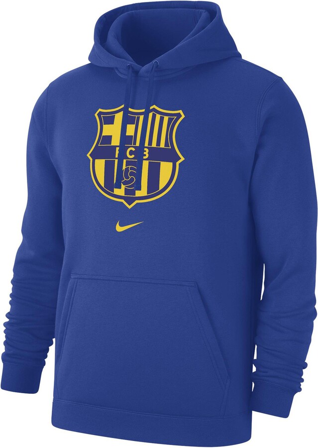 Nike Adult FC Barcelona Royal Logo Pullover Hoodie, Men's, Small, Blue