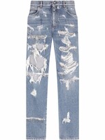 Thumbnail for your product : Dolce & Gabbana Ripped Mid-Rise Loose-Fit Jeans