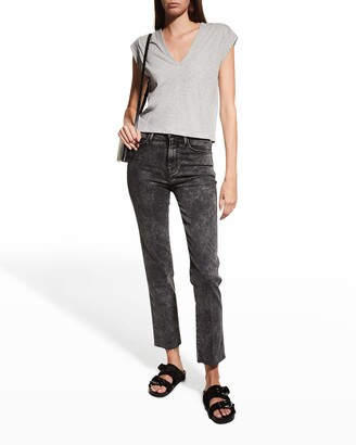 frame le high rise v neck tee