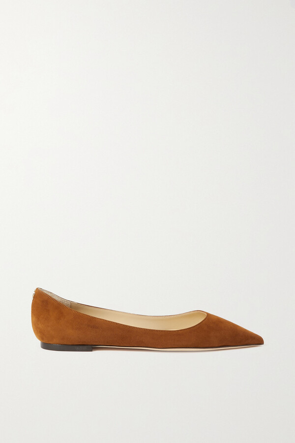 brown pointed flat shoes