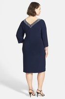 Thumbnail for your product : Alex Evenings Beaded Neck Matte Jersey Dress (Plus Size)
