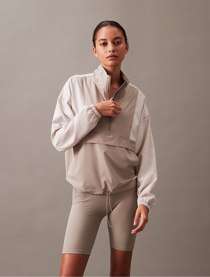 Calvin Klein Women's Premium Performance Ruched Long Sleeve Zip Up
