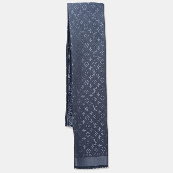 Louis Vuitton Grey/Blue Gradient Wool Monogram Telling Stole
