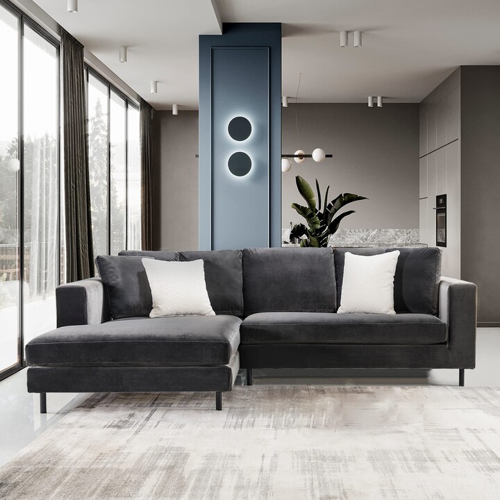 Acanva Modern L Shaped Large Sofa With, Extra Wide Sofa Legs