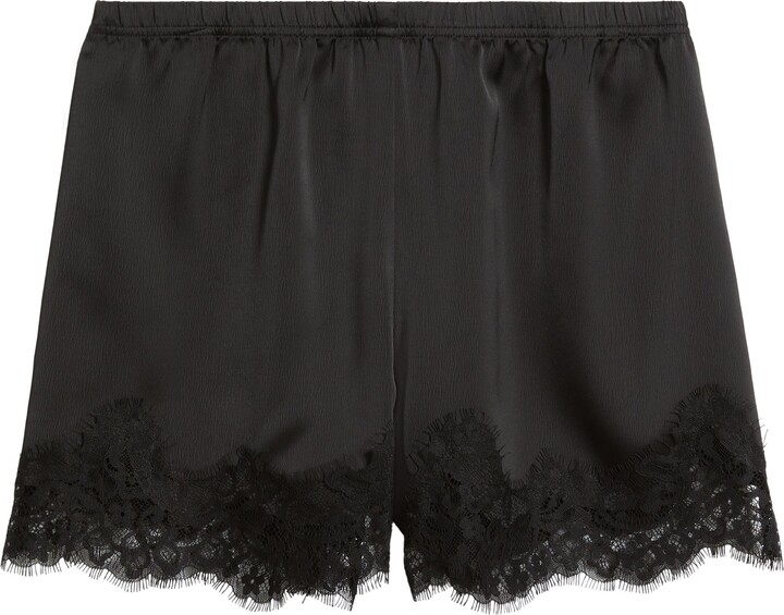 Open Edit Lace Trim Satin Shorts