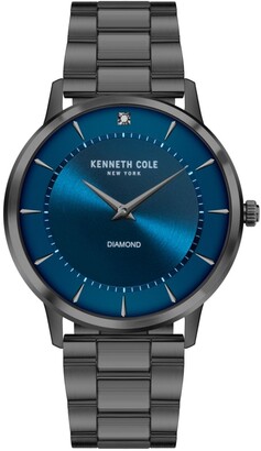 Womens Mens Accessories Mens Watches Kenneth Cole Classic 42mm Silvertone Bracelet Watch in Black 