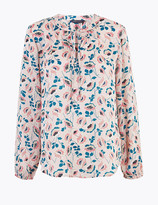 Thumbnail for your product : Marks and Spencer Floral Tie Neck Long Sleeve Blouse