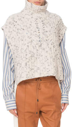Isabel Marant Judlow Turtleneck Wool Chunky-Knit Vest w/ Side Buttons