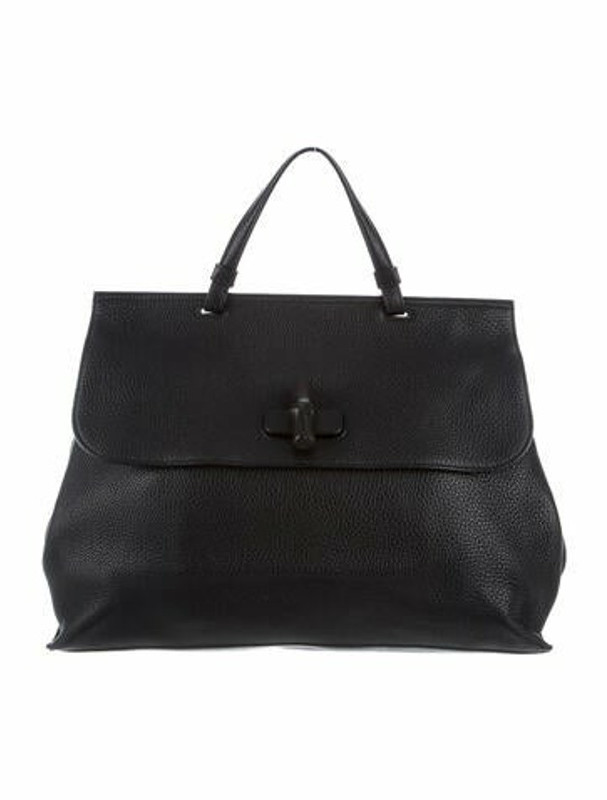 Gucci Medium Daily Bamboo Top Handle Bag Black - ShopStyle