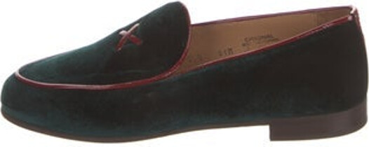 Del Toro Velvet Loafers Green Round-Toes