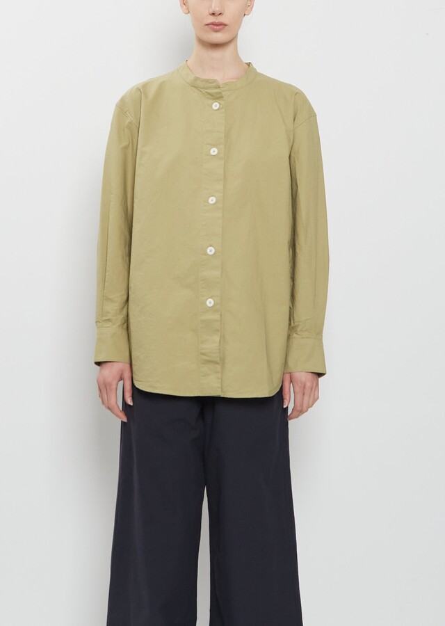 Mhl By Margaret Howell Long Collarless Cotton Shirt
