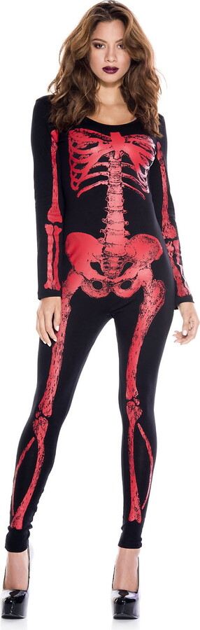 Music Legs Skeleton Red Print Catsuit 70970-SM