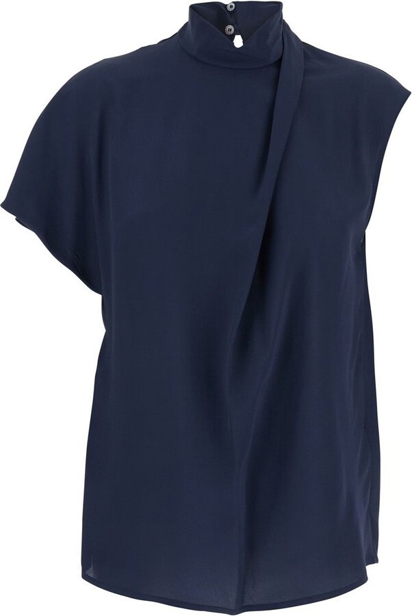 Tela High Neck Asymmetrical Top