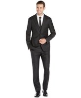 Thumbnail for your product : Giorgio Armani dark grey wool 2-button suit with flat front pants