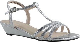 silver low wedge sandals