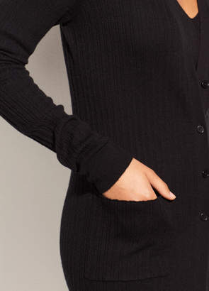 Vince Mix Ribbed Cashmere Long Button Cardigan