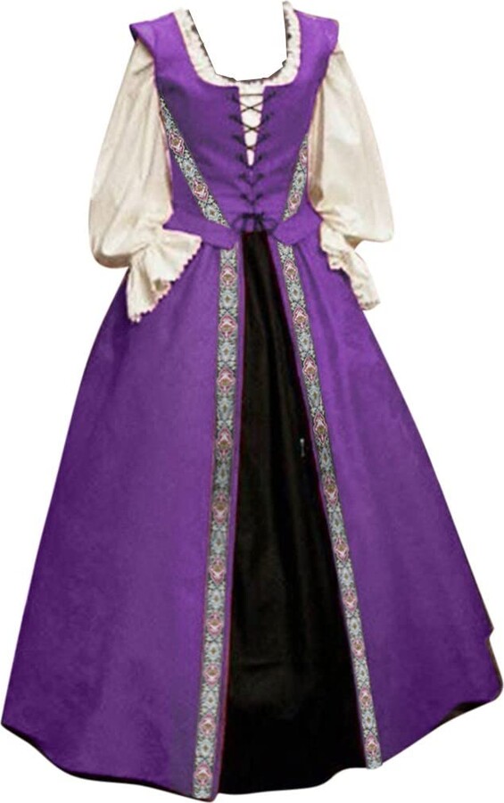 Rrongwn Traditional Irish Dress for Women Medieval Dress with Trumpet ...