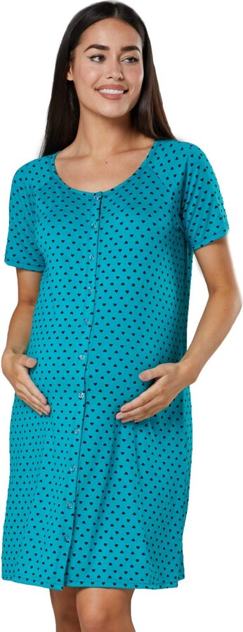 HAPPY MAMA. Women's Maternity Nursing Breastfeeding Nightdress Shirt