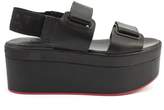 Thumbnail for your product : Vic Matié Black Leather Sandal With Eyelets And Velcro