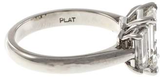 Platinum Emerald Step Cut Diamond Engagement Ring Size 6.75